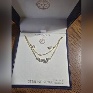 Lumineux Designs Sterling Silver Necklace w/ a 14/16+2 inch Chain + Earrings Set